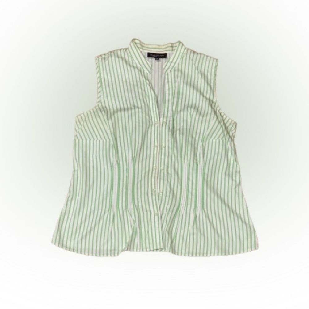 Jones New York Green and White Striped Tank Top